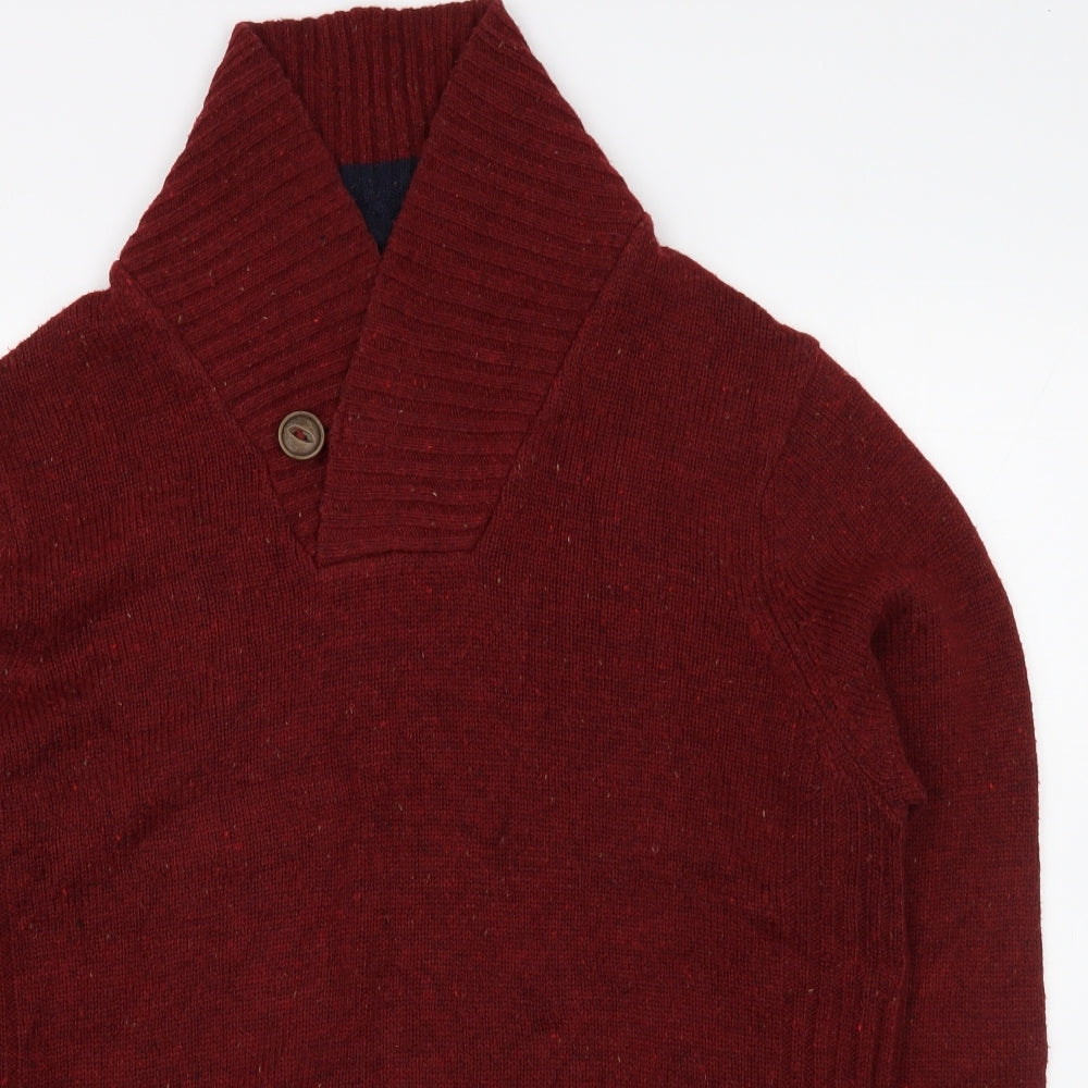 Dunnes Stores Mens Red High Neck  Acrylic Pullover Jumper Size L