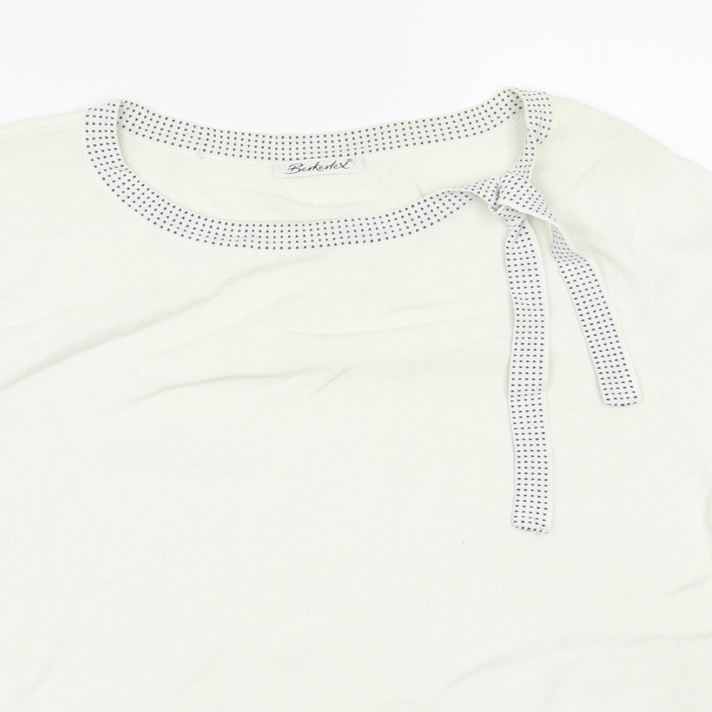Bekertex  Womens White Boat Neck  Viscose Pullover Jumper Size 20