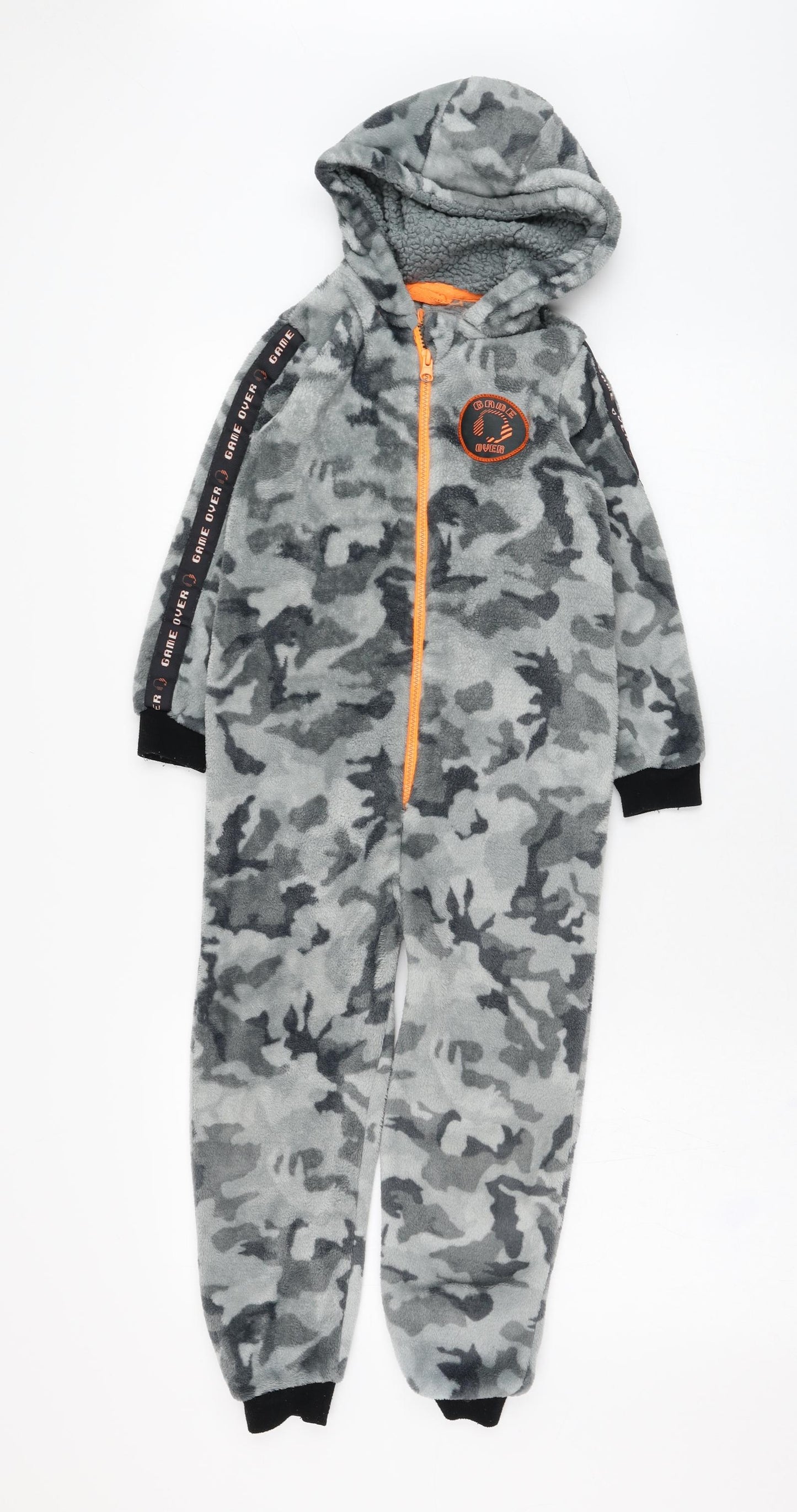 Primark Boys Grey Camouflage Polyester  One Piece Size 6-7 Years  Zip