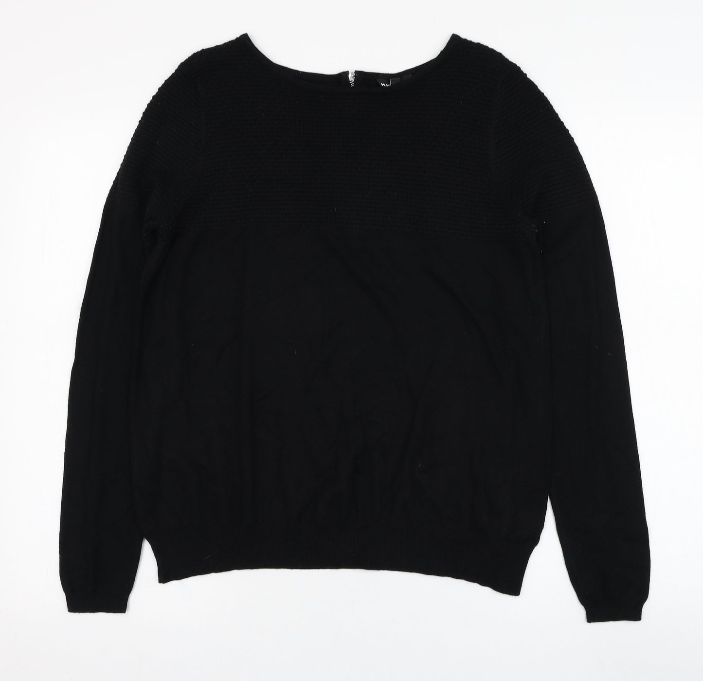 Warehouse Womens Black Round Neck  Viscose Pullover Jumper Size 14