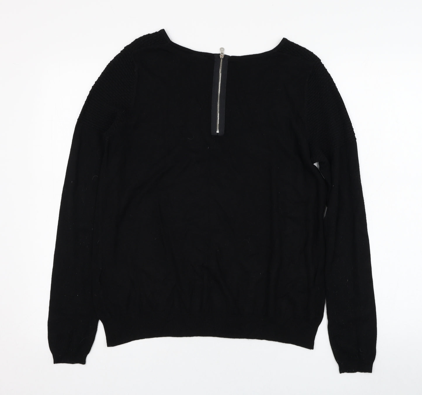 Warehouse Womens Black Round Neck  Viscose Pullover Jumper Size 14