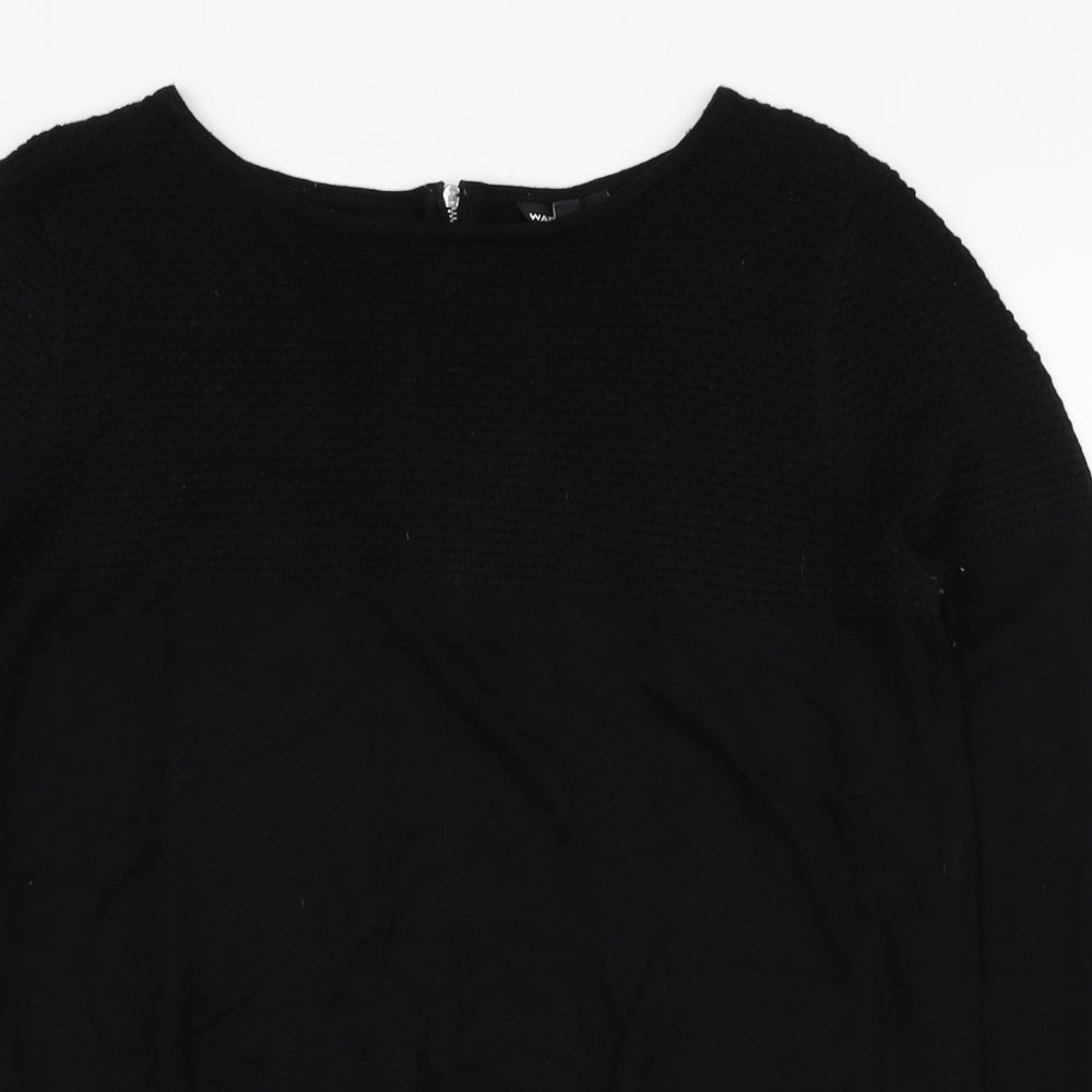 Warehouse Womens Black Round Neck  Viscose Pullover Jumper Size 14