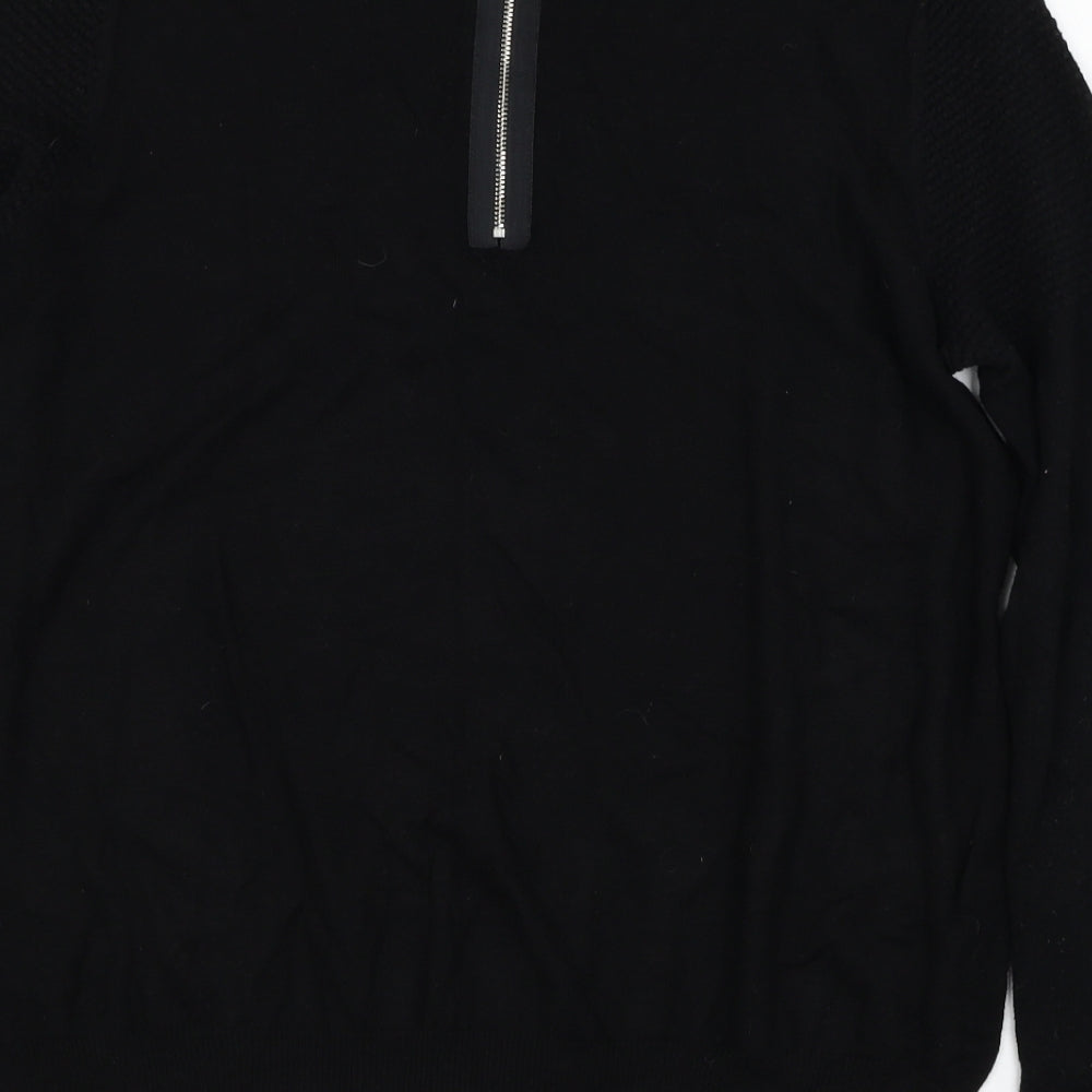 Warehouse Womens Black Round Neck  Viscose Pullover Jumper Size 14