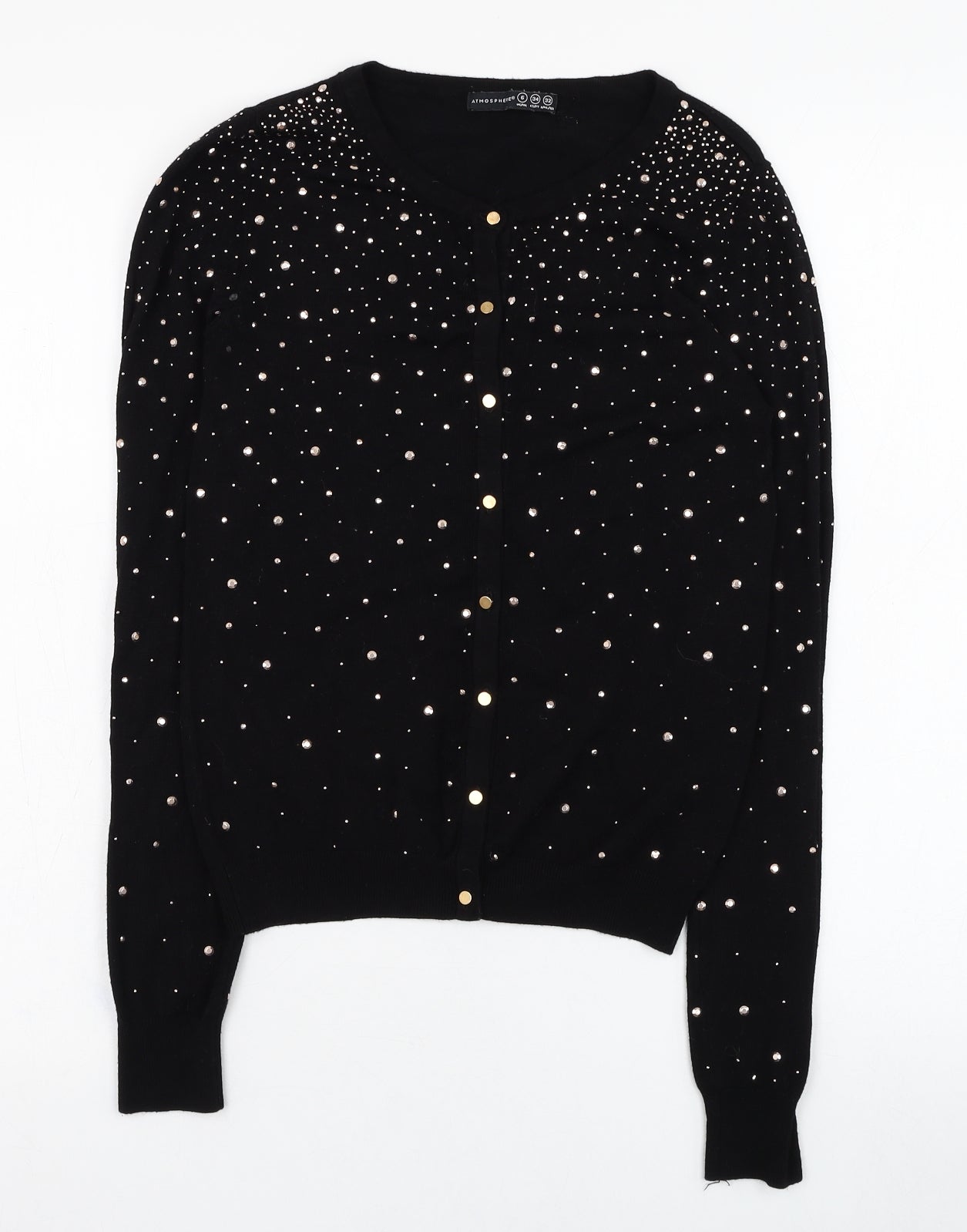 Atmosphere Womens Black Round Neck  Viscose Cardigan Jumper Size 6