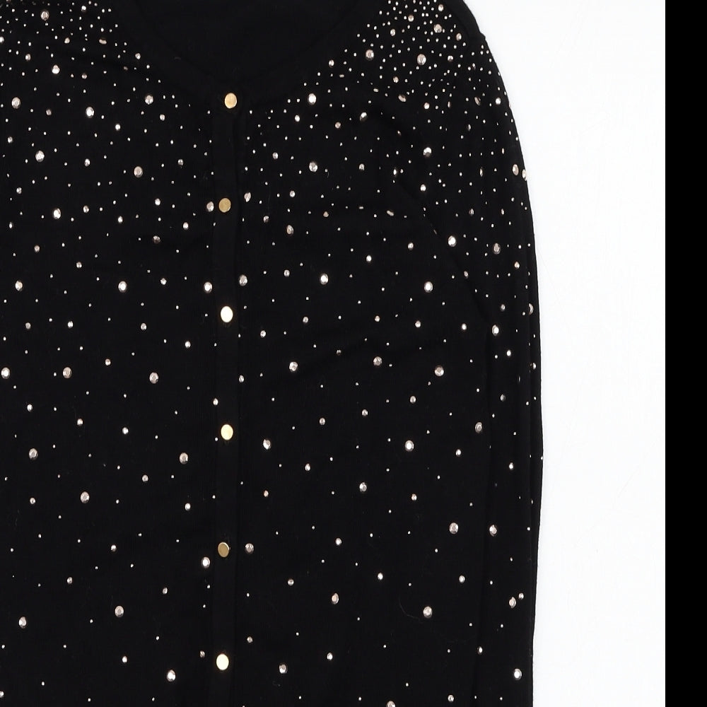 Atmosphere Womens Black Round Neck  Viscose Cardigan Jumper Size 6