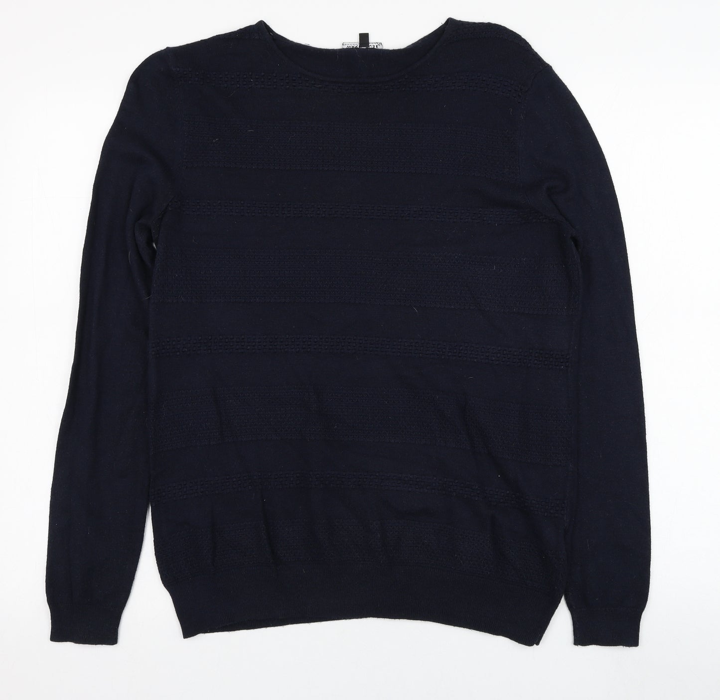 Warehouse Womens Blue Round Neck  Viscose Pullover Jumper Size 14