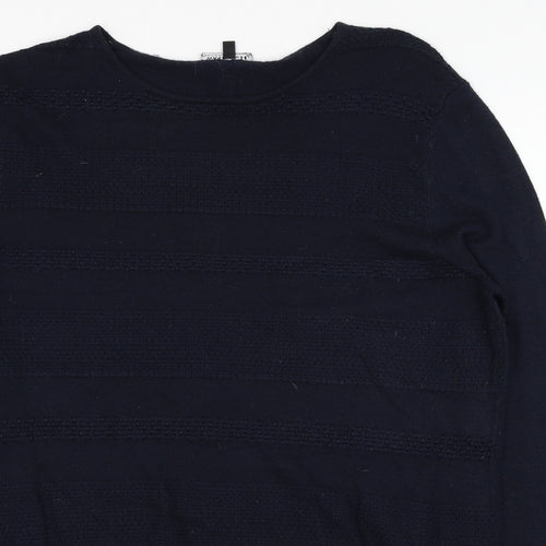 Warehouse Womens Blue Round Neck  Viscose Pullover Jumper Size 14