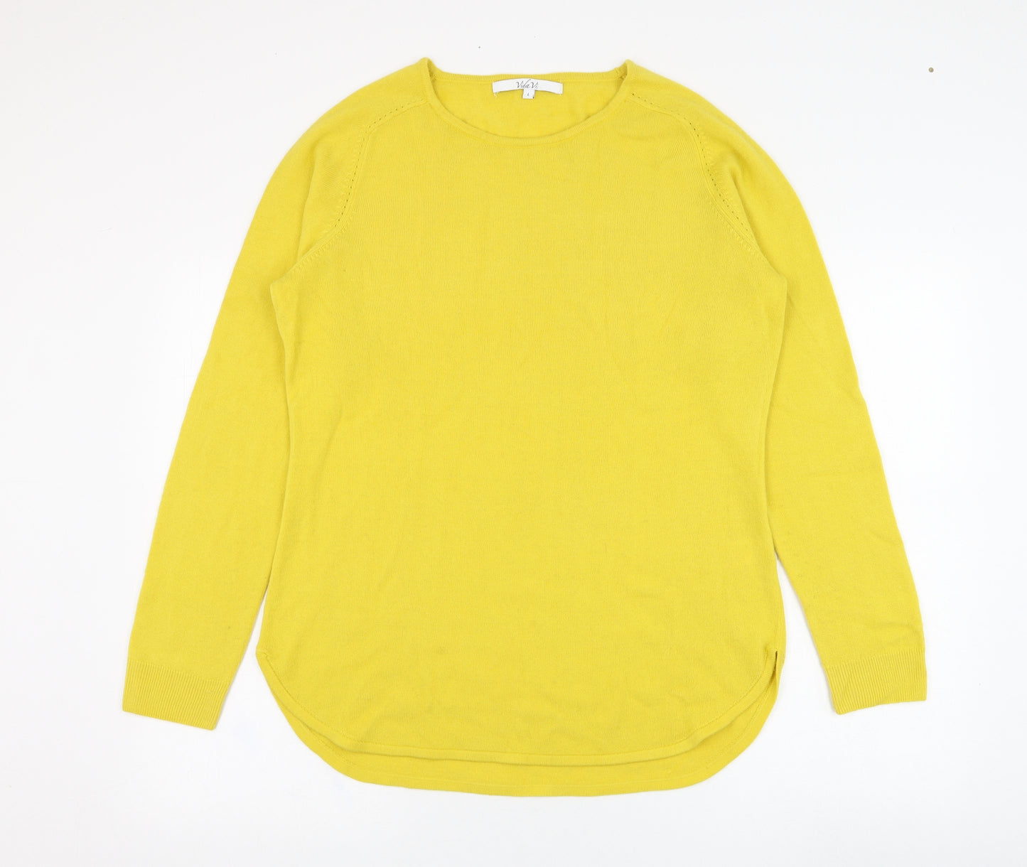 Vida Vi Womens Yellow Round Neck  Acrylic Pullover Jumper Size L