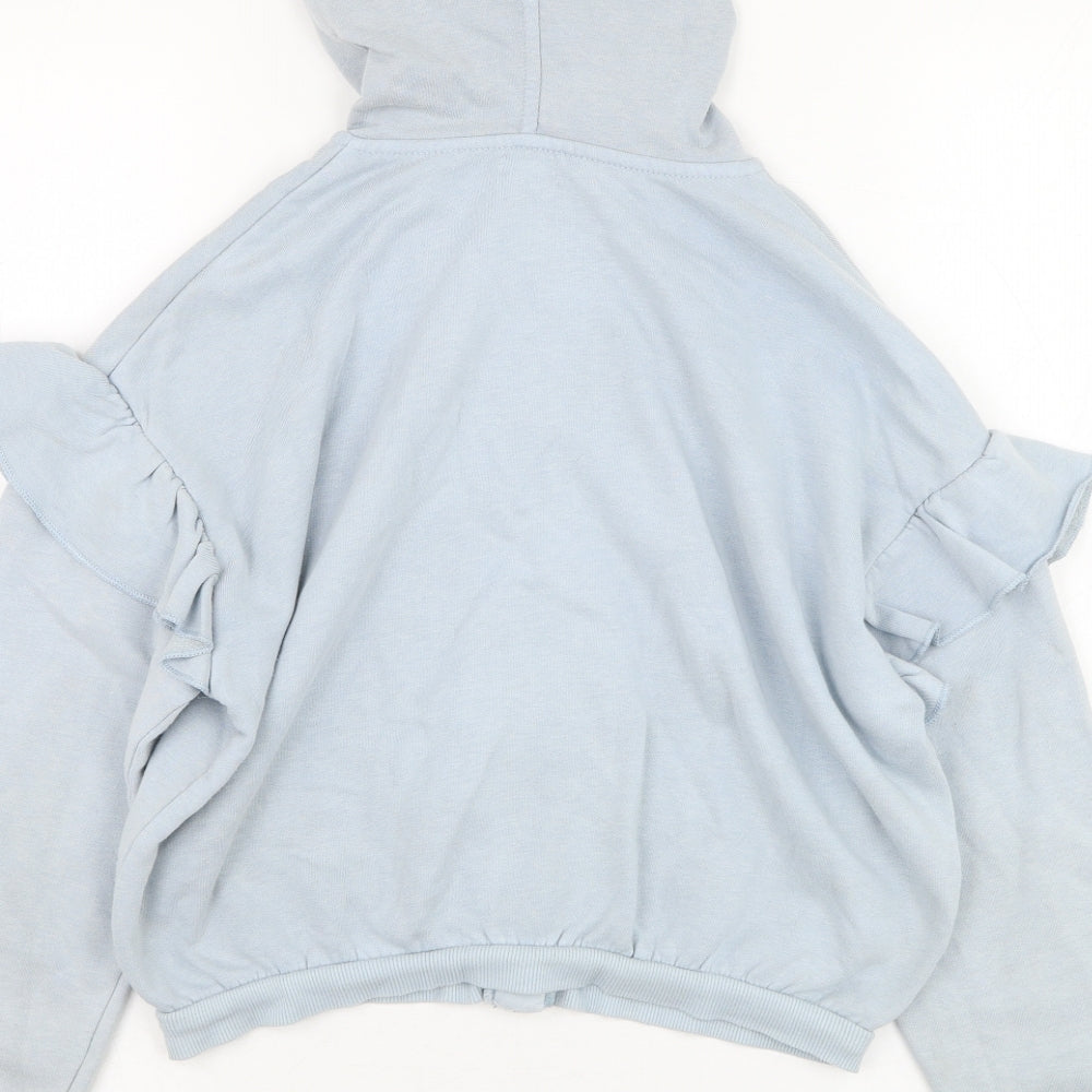 River Island Girls Blue  Cotton Full Zip Hoodie Size 9-10 Years  Zip - RI