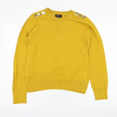Klass Womens Yellow Round Neck  Viscose Pullover Jumper Size M