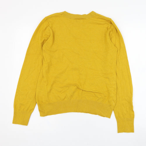 Klass Womens Yellow Round Neck  Viscose Pullover Jumper Size M