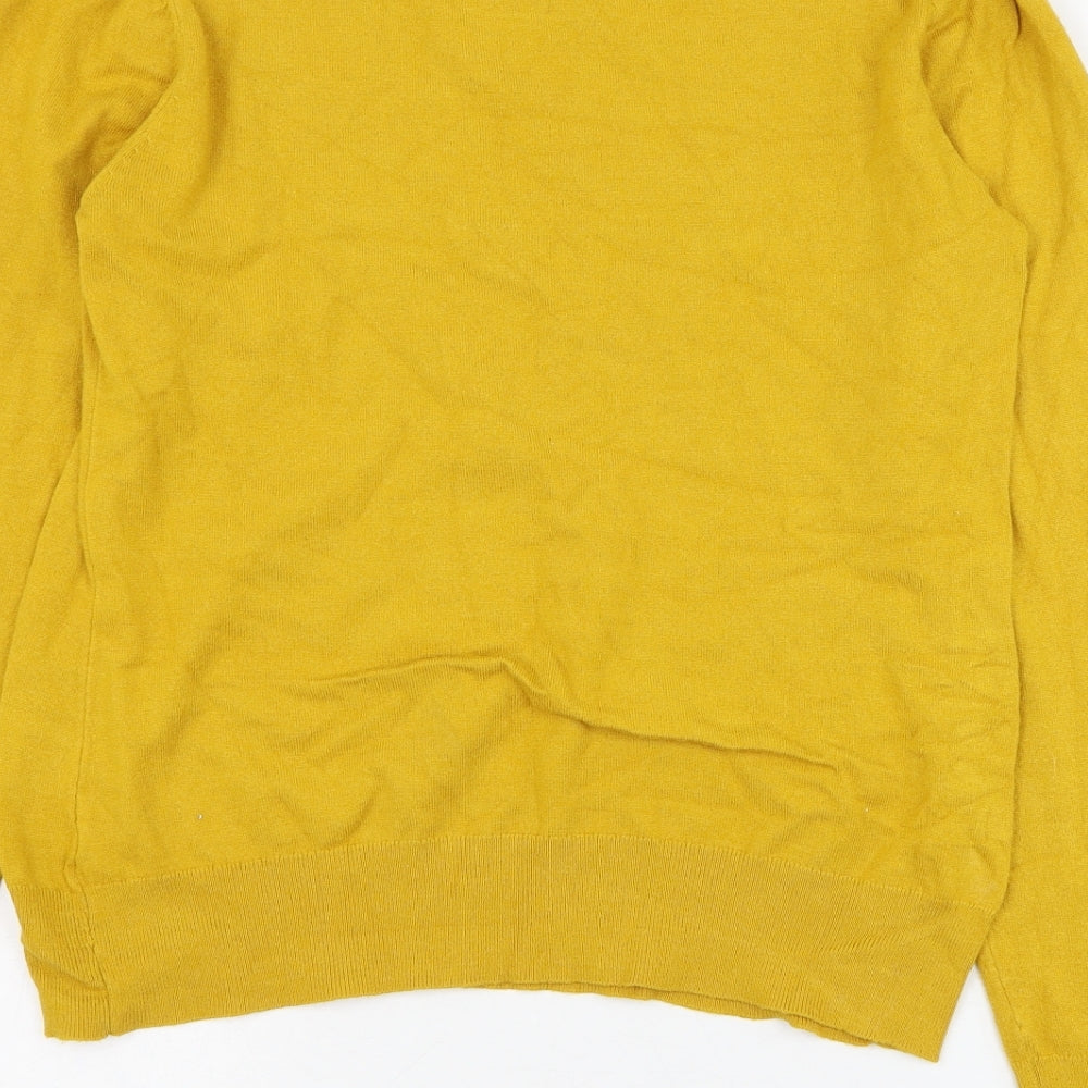 Klass Womens Yellow Round Neck  Viscose Pullover Jumper Size M