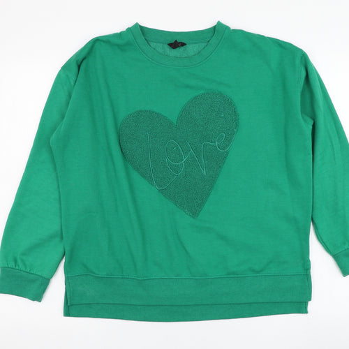 M&Co Womens Green  Polyester Pullover Sweatshirt Size 14  Pullover - Love