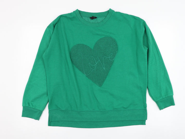 M&Co Womens Green  Polyester Pullover Sweatshirt Size 14  Pullover - Love