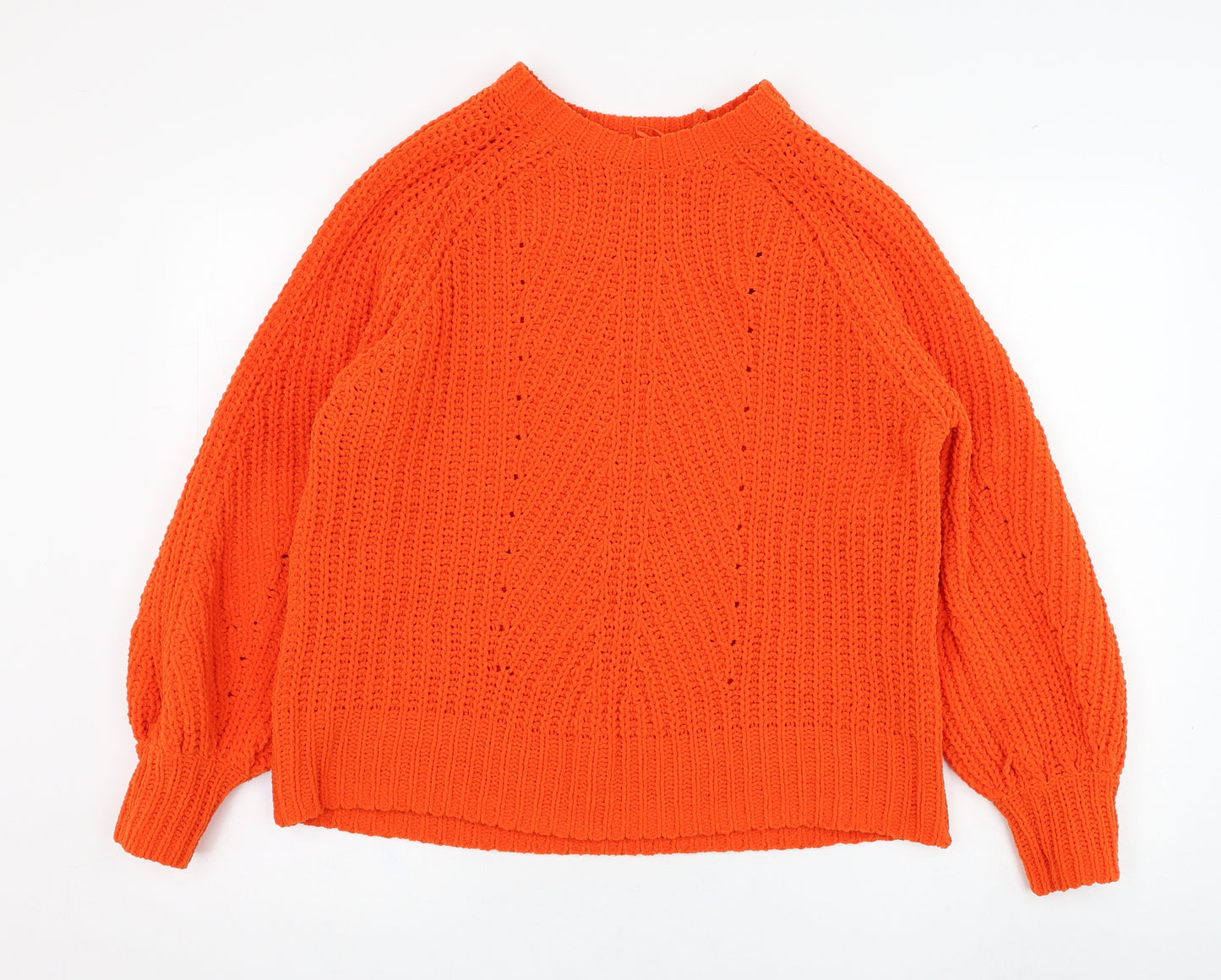 F&F Womens Orange Round Neck  Polyester Pullover Jumper Size 10