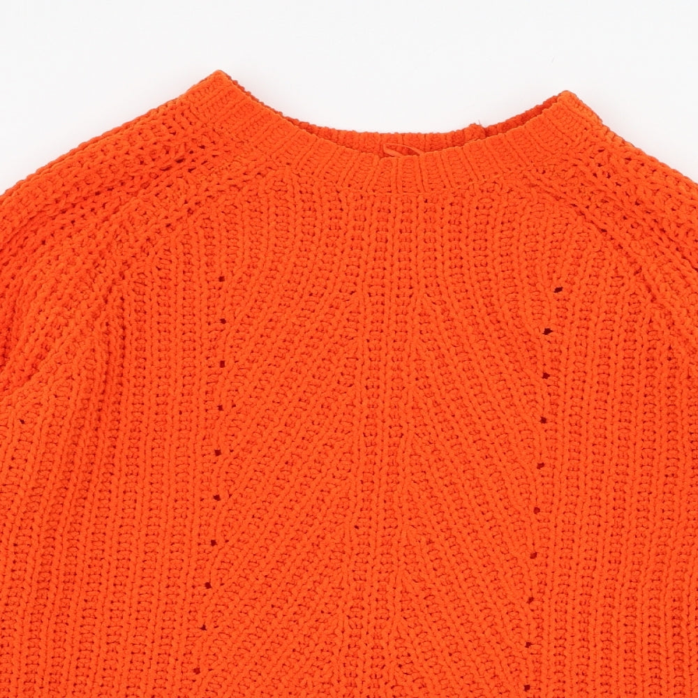 F&F Womens Orange Round Neck  Polyester Pullover Jumper Size 10