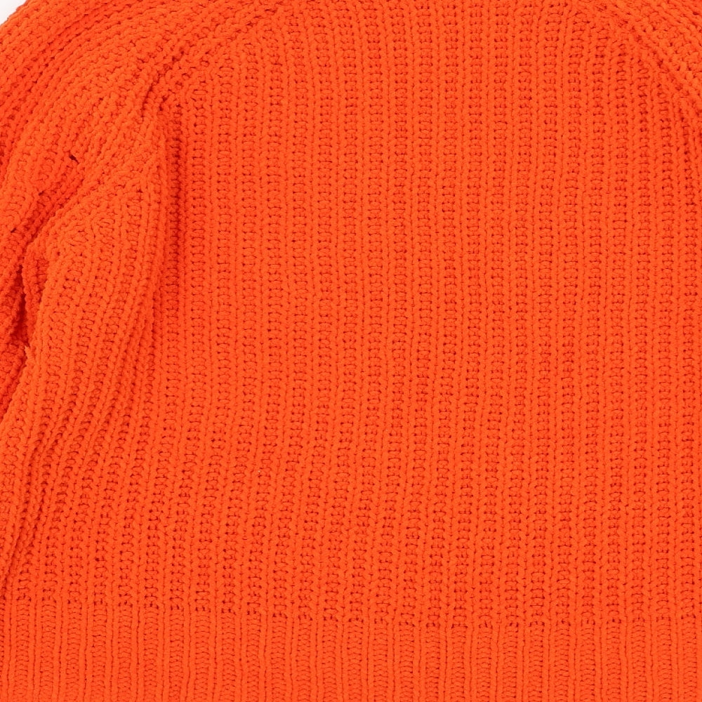 F&F Womens Orange Round Neck  Polyester Pullover Jumper Size 10