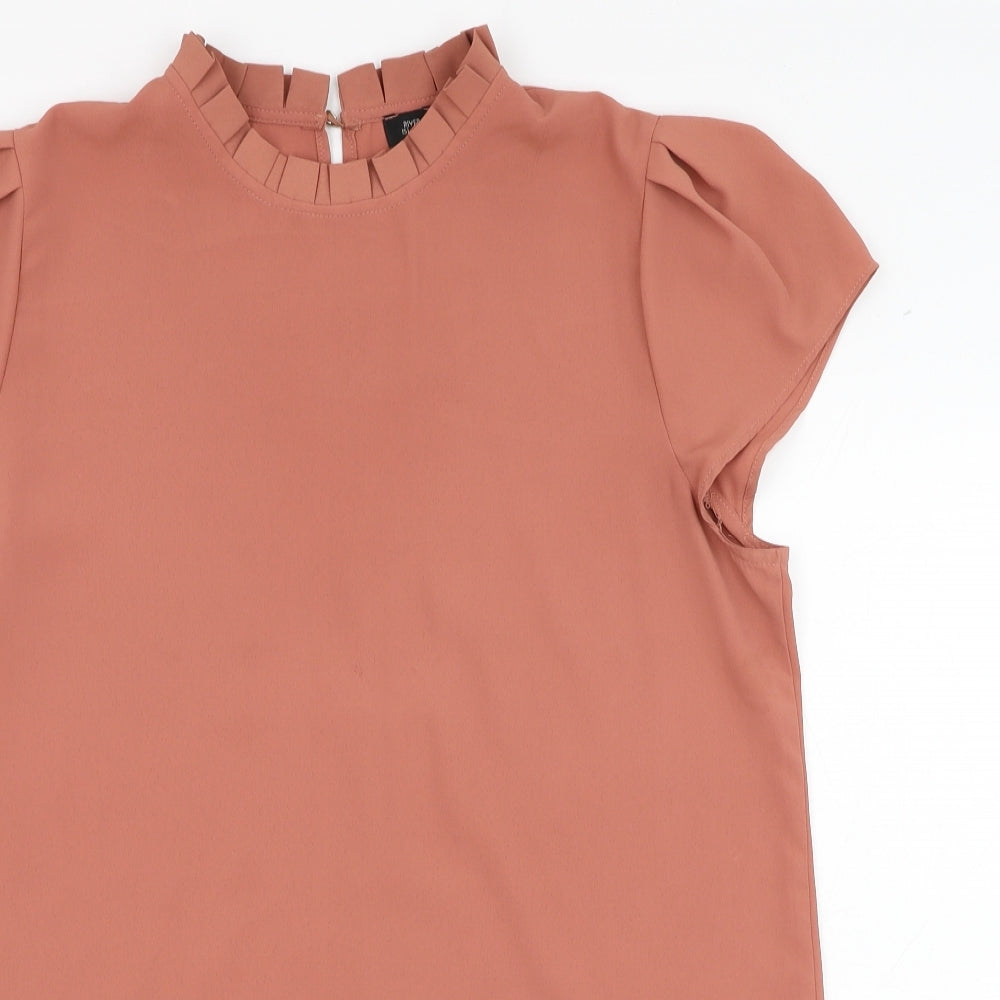 River Island Womens Brown  Polyester Basic Blouse Size 12 Round Neck