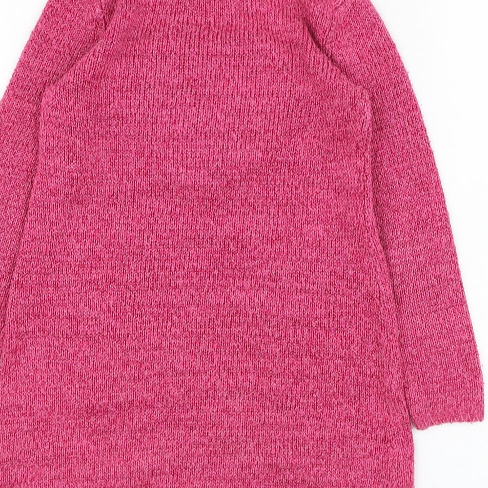 George Girls Pink Round Neck  Acrylic Pullover Jumper Size 5-6 Years  Pullover - Heart