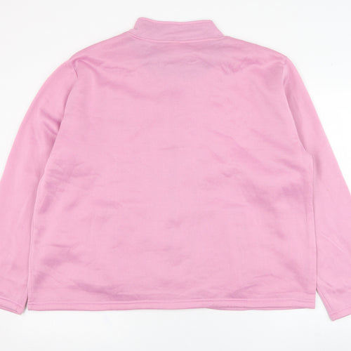 Anne De Lancay Womens Pink  Polyester Full Zip Sweatshirt Size 22  Zip - Flower