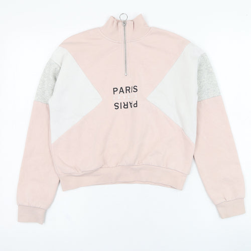 H&M Girls Pink  Cotton Pullover Sweatshirt Size 10-11 Years  Pullover - Paris
