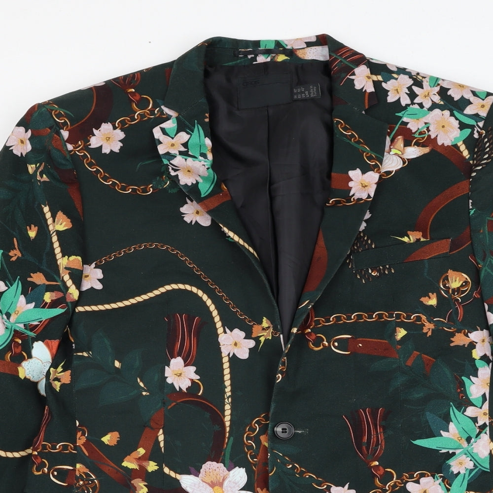ASOS Mens Green Floral  Jacket Blazer Size 42  Button