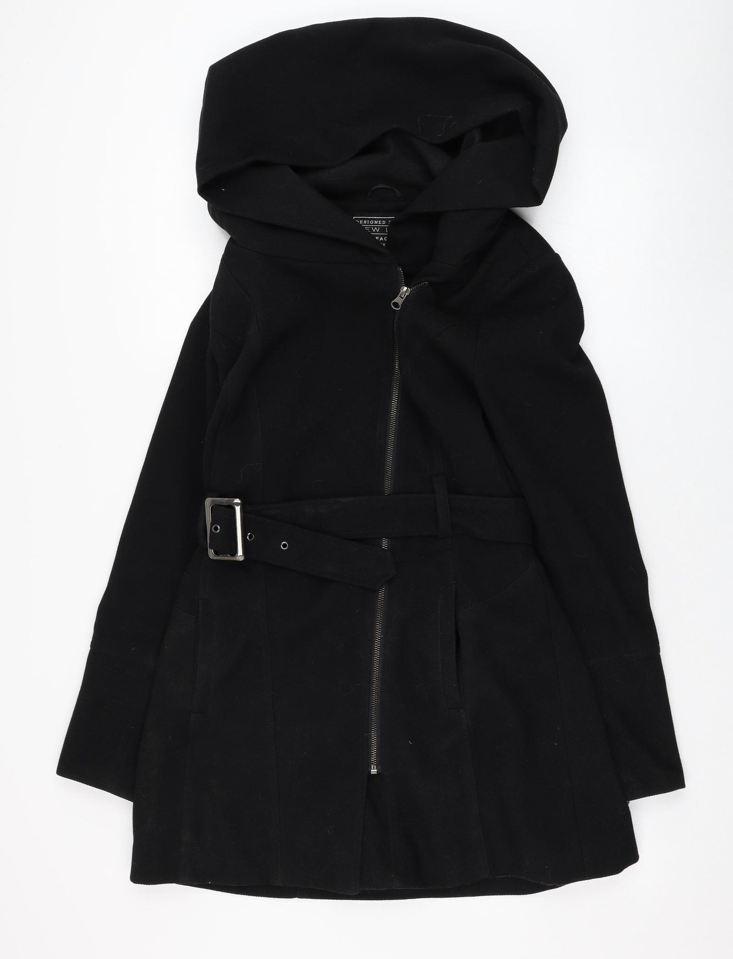 New Look Womens Black   Overcoat Coat Size 12  Zip