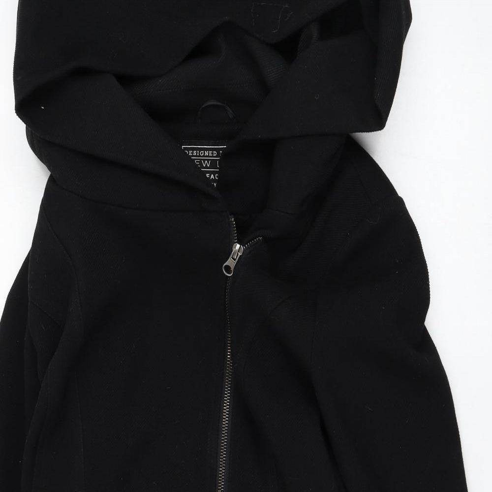 New Look Womens Black   Overcoat Coat Size 12  Zip