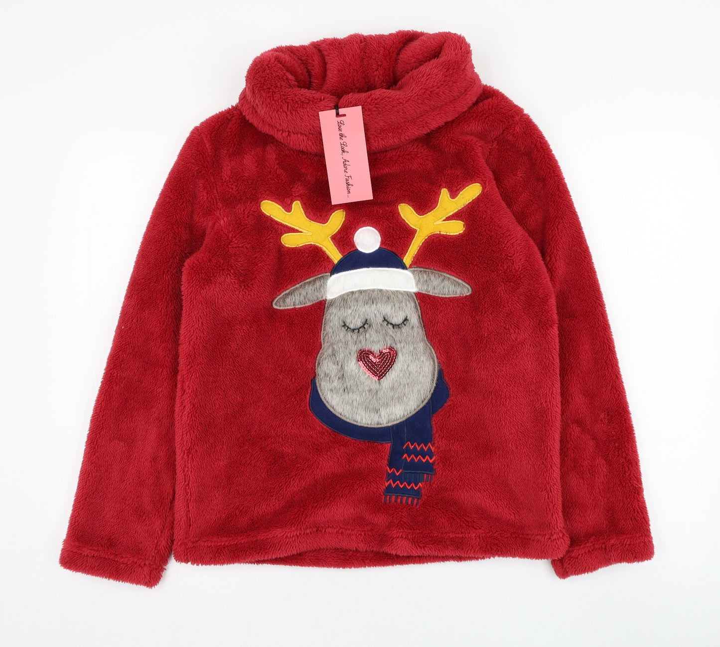 Adore Womens Red  Polyester Pullover Sweatshirt Size S  Pullover - Christmas, Reindeer, Loungewear