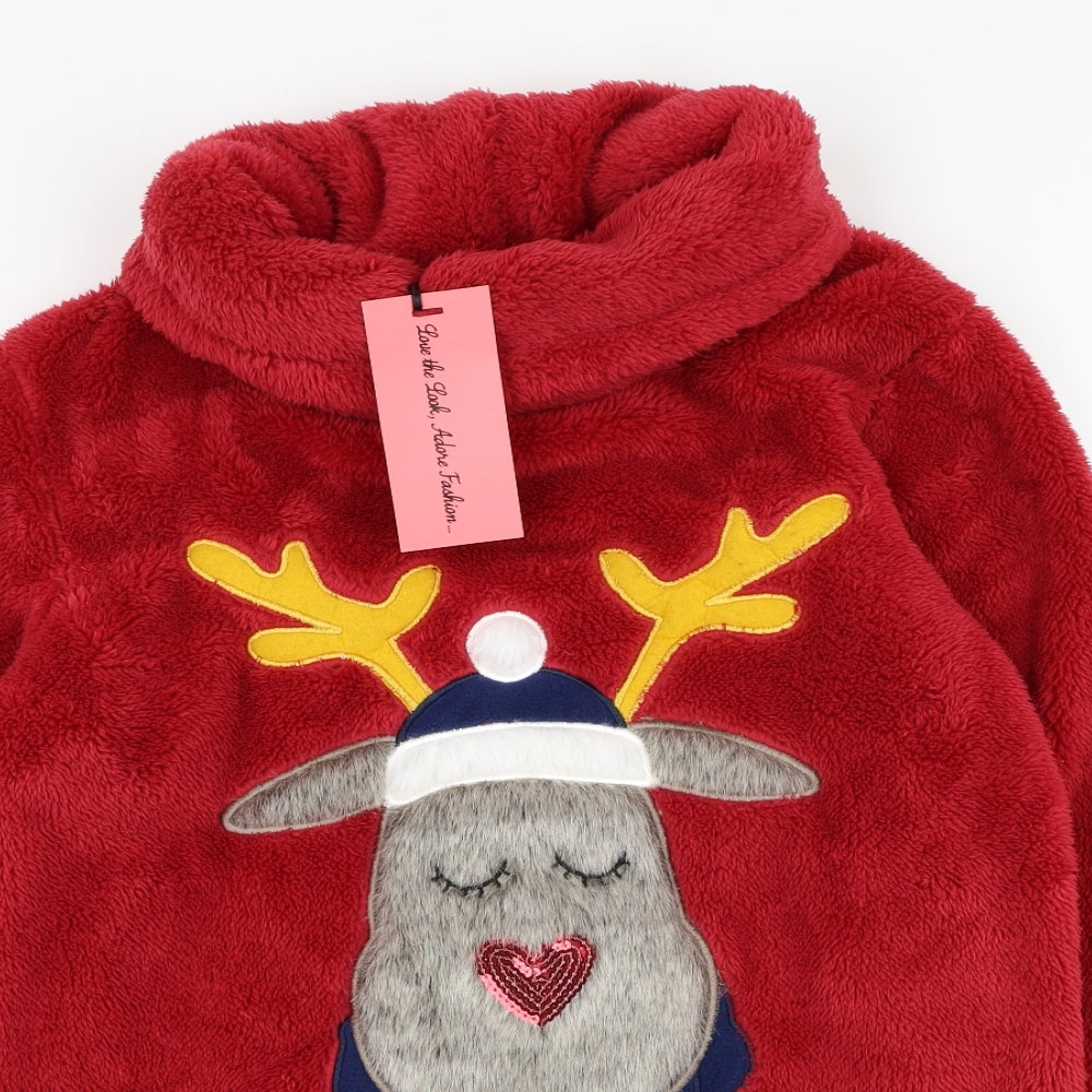 Adore Womens Red  Polyester Pullover Sweatshirt Size S  Pullover - Christmas, Reindeer, Loungewear