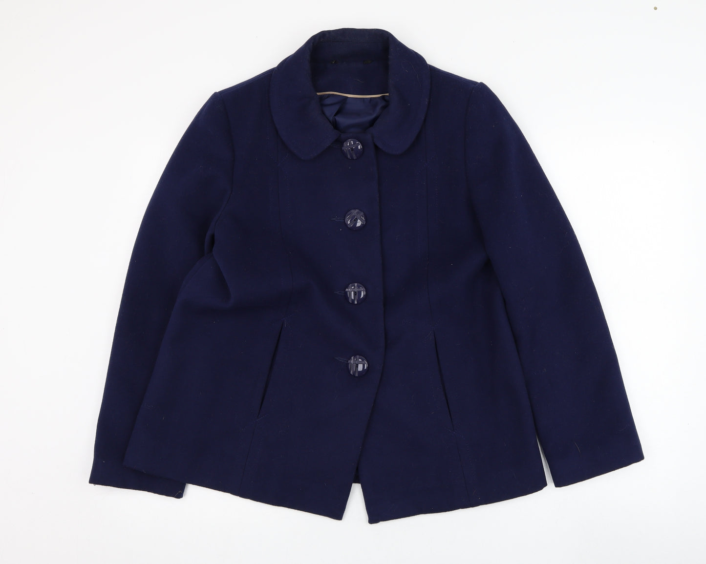 BM Womens Blue   Overcoat Coat Size 12  Button