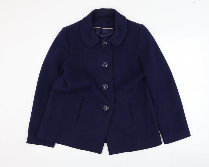 BM Womens Blue   Overcoat Coat Size 12  Button