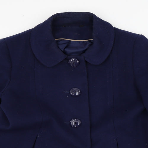 BM Womens Blue   Overcoat Coat Size 12  Button