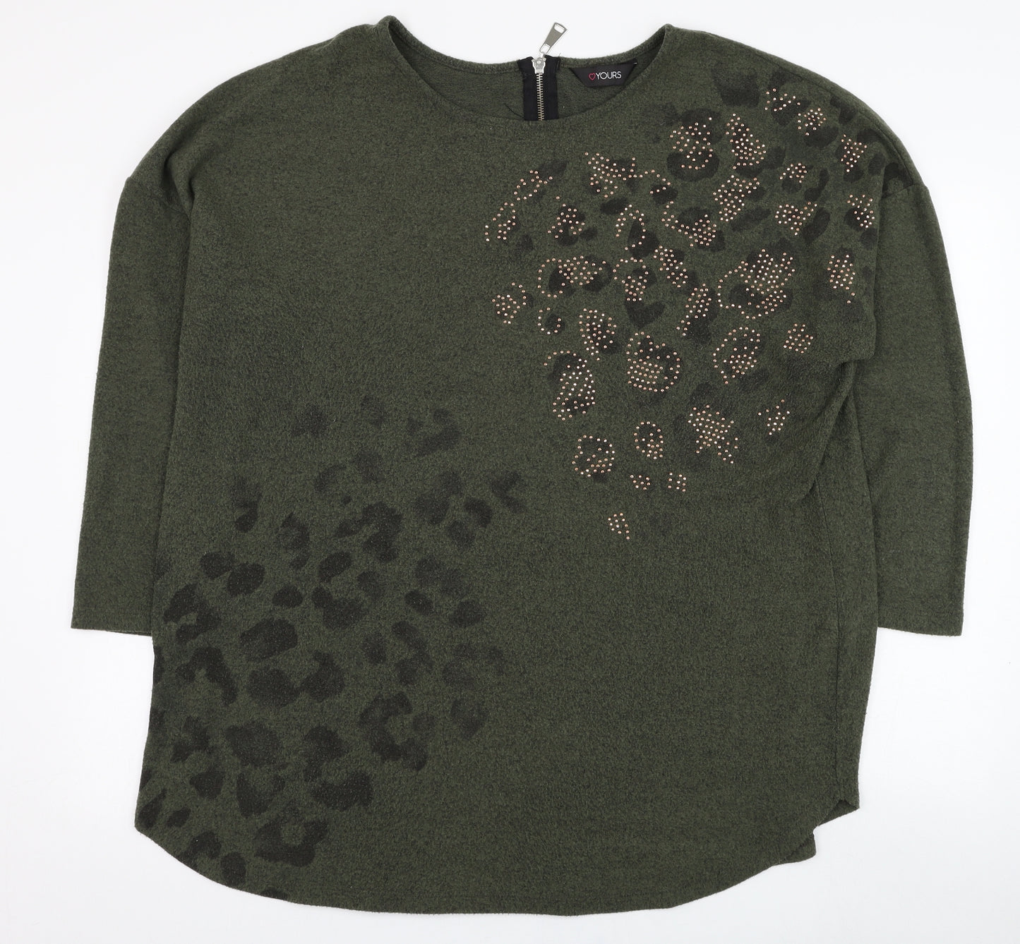 Yours Womens Green Animal Print Polyester Pullover Sweatshirt Size 20  Pullover