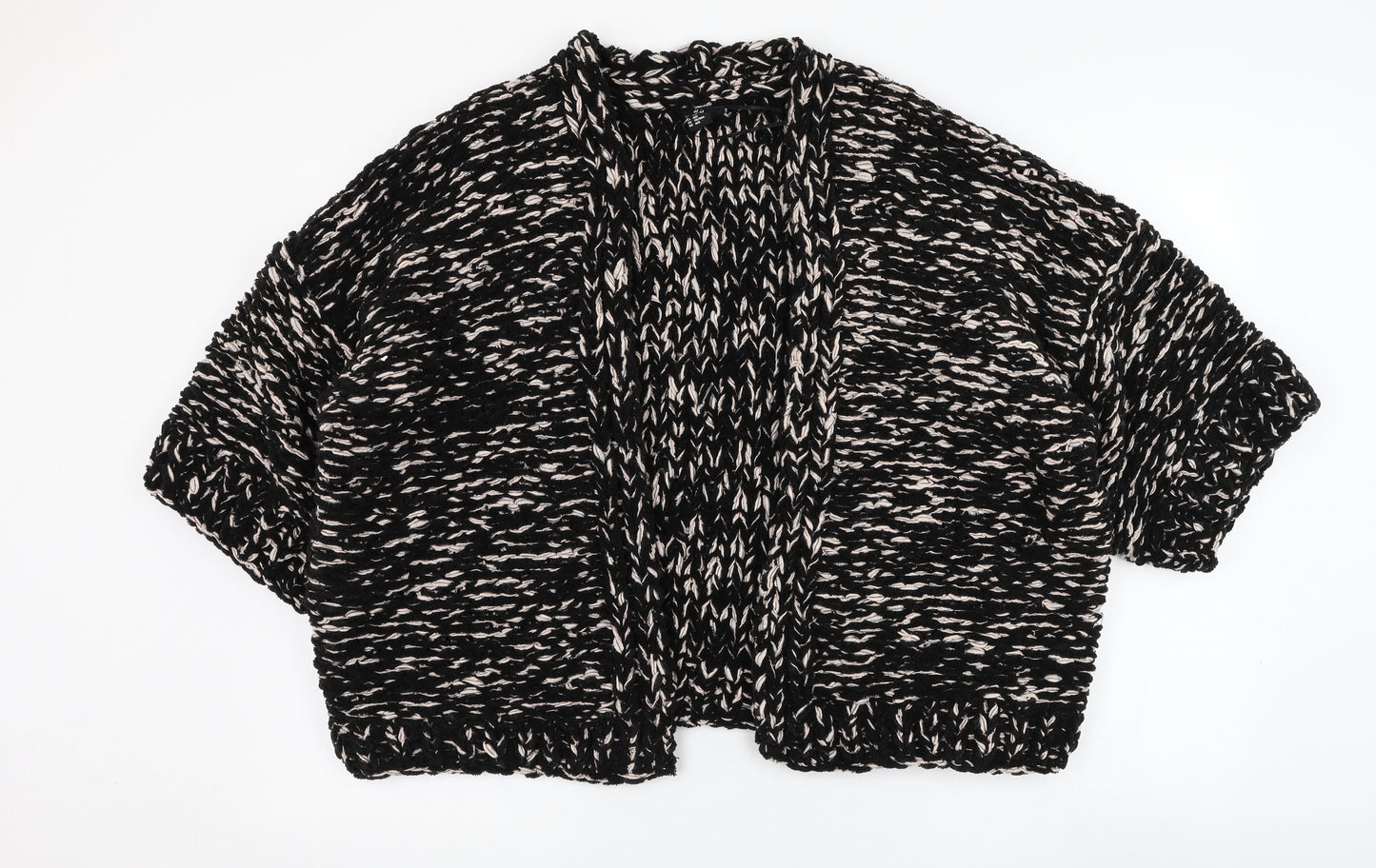 H&M Womens Black Square Neck  Polyester Cardigan Jumper Size M