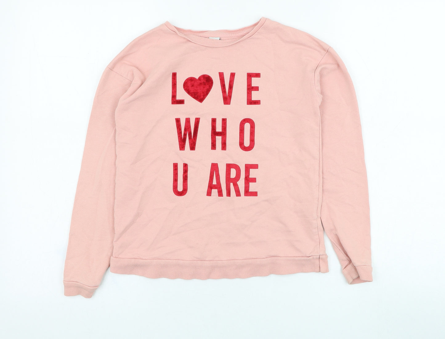 TU Girls Pink  Cotton Pullover Sweatshirt Size 10 Years  Pullover - Slogan