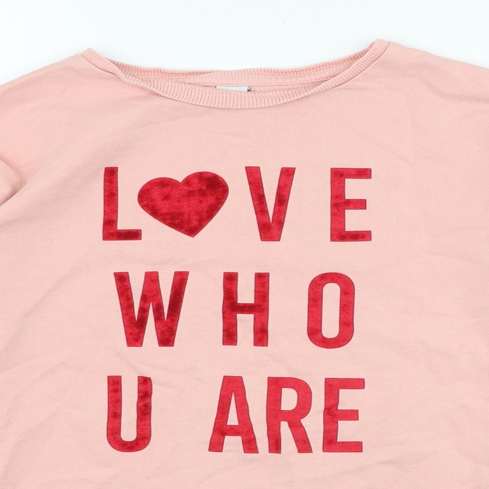 TU Girls Pink  Cotton Pullover Sweatshirt Size 10 Years  Pullover - Slogan