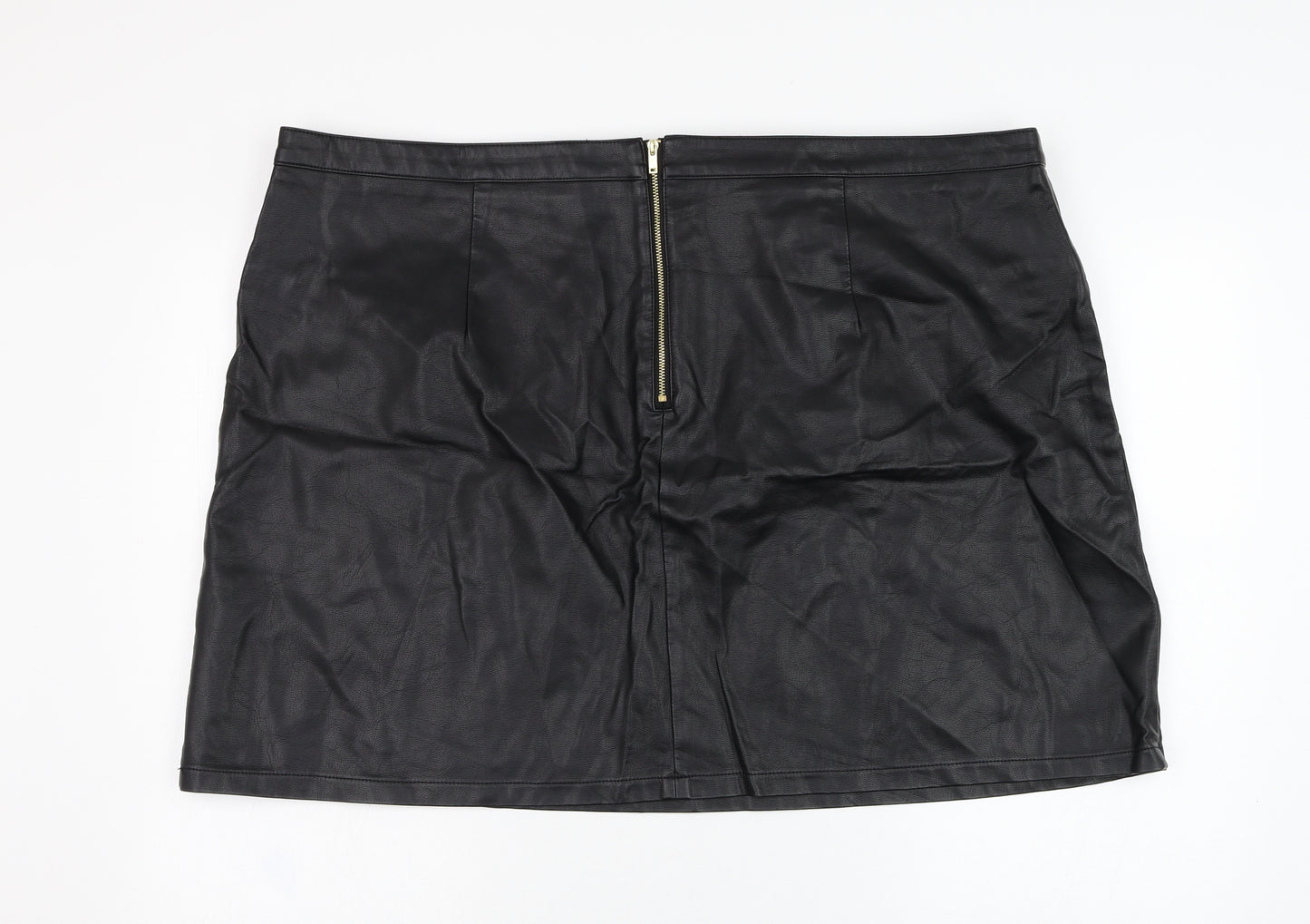 George Womens Black  Polyurethane A-Line Skirt Size 24   Zip