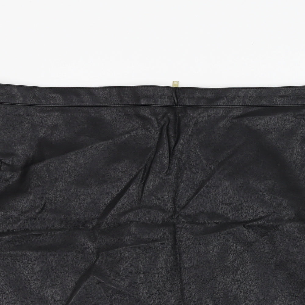 George Womens Black  Polyurethane A-Line Skirt Size 24   Zip