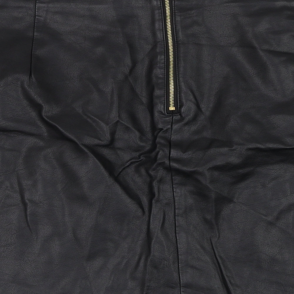 George Womens Black  Polyurethane A-Line Skirt Size 24   Zip