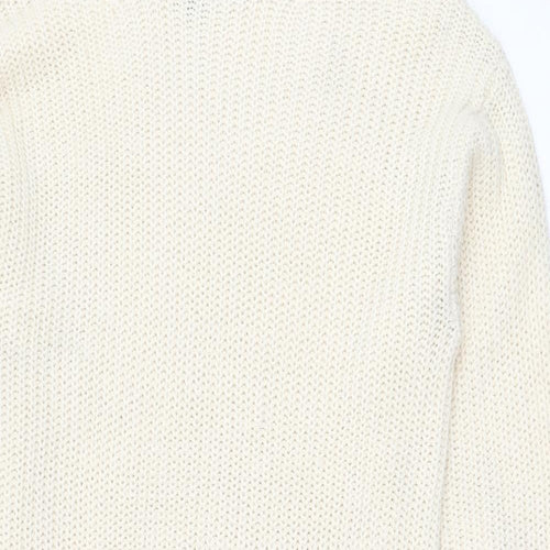New Look Womens Ivory  Acrylic Jumper Dress  Size M  Roll Neck Pullover