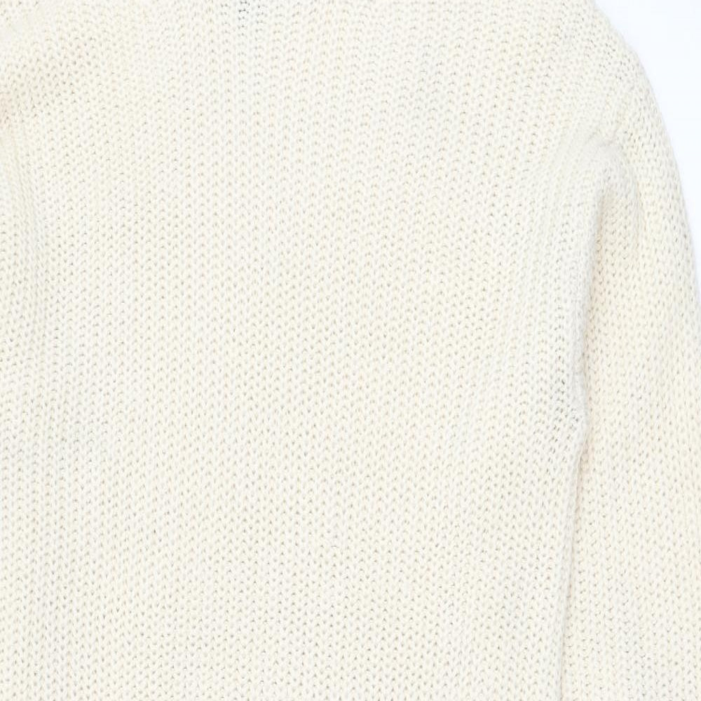 New Look Womens Ivory  Acrylic Jumper Dress  Size M  Roll Neck Pullover