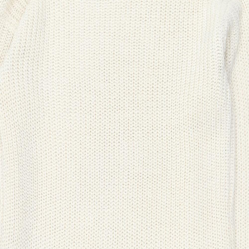 New Look Womens Ivory  Acrylic Jumper Dress  Size M  Roll Neck Pullover