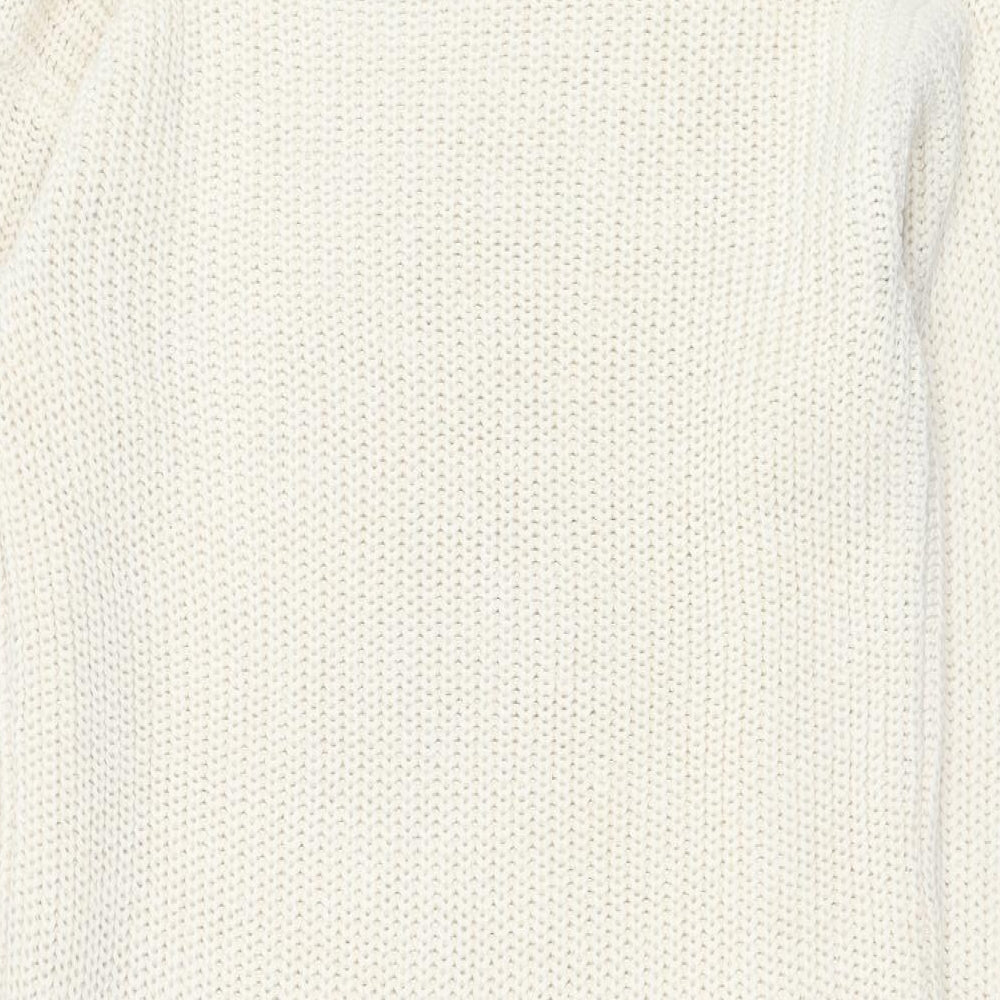 New Look Womens Ivory  Acrylic Jumper Dress  Size M  Roll Neck Pullover