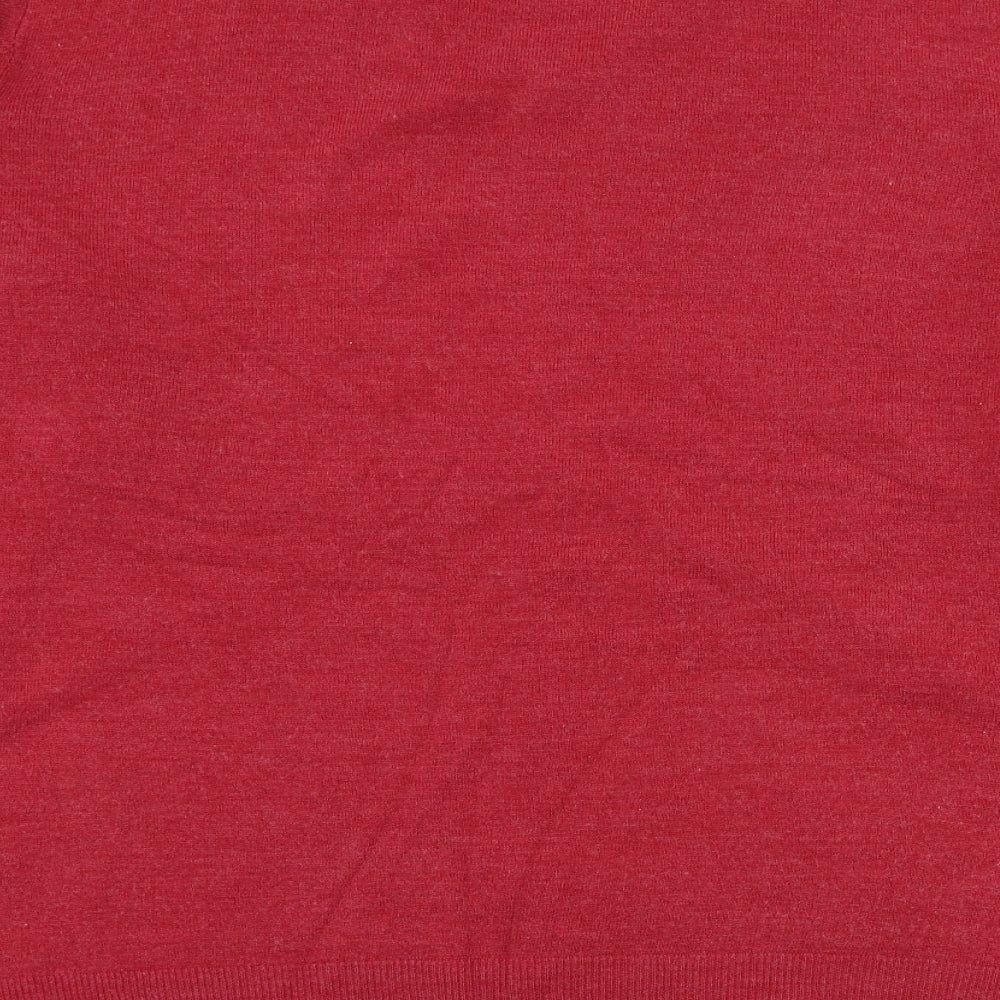 Marks and Spencer Mens Red V-Neck  Acrylic Pullover Jumper Size XL