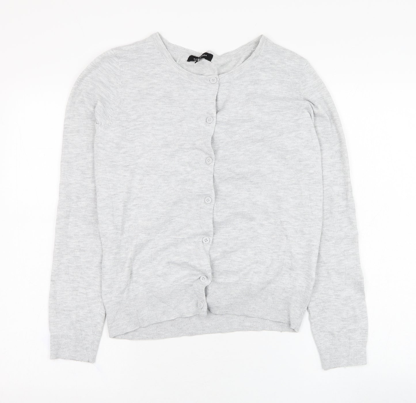 New Look Womens Grey Round Neck  Polyester Cardigan Jumper Size 12