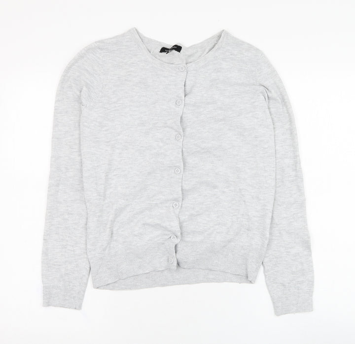 New Look Womens Grey Round Neck  Polyester Cardigan Jumper Size 12