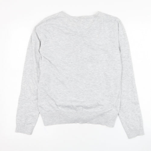 New Look Womens Grey Round Neck  Polyester Cardigan Jumper Size 12