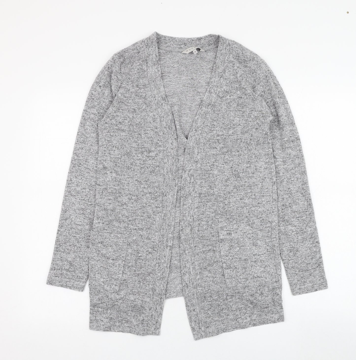 Nutmeg Womens Grey Square Neck  Polyester Cardigan Jumper Size 10