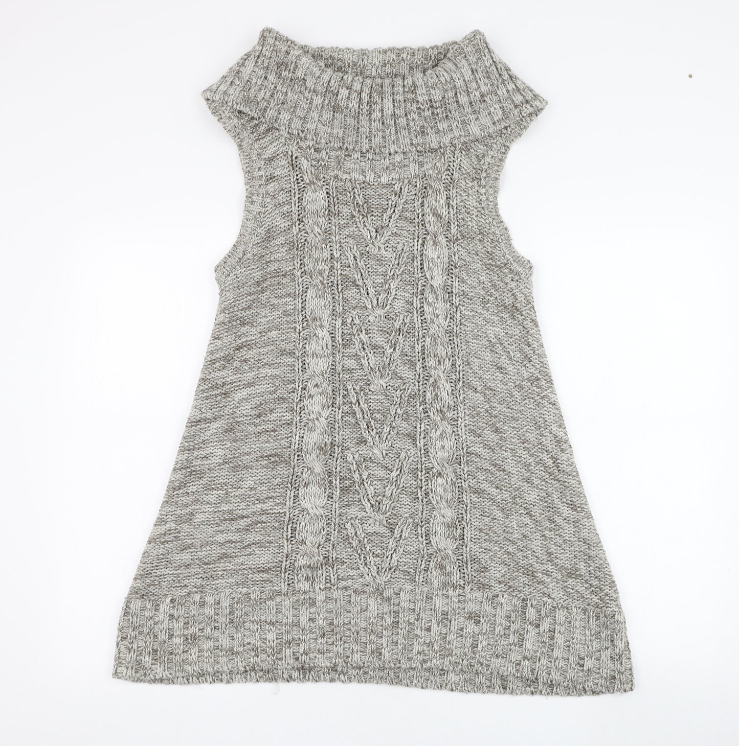 Peacocks Womens Grey  Acrylic Jumper Dress  Size 14  Roll Neck Pullover